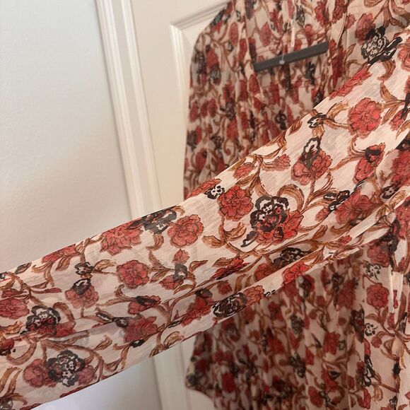 Free People See‎ It Through Floral Maxi Dress Size L Tea Combo $168 EUC - Picture 9 of 9